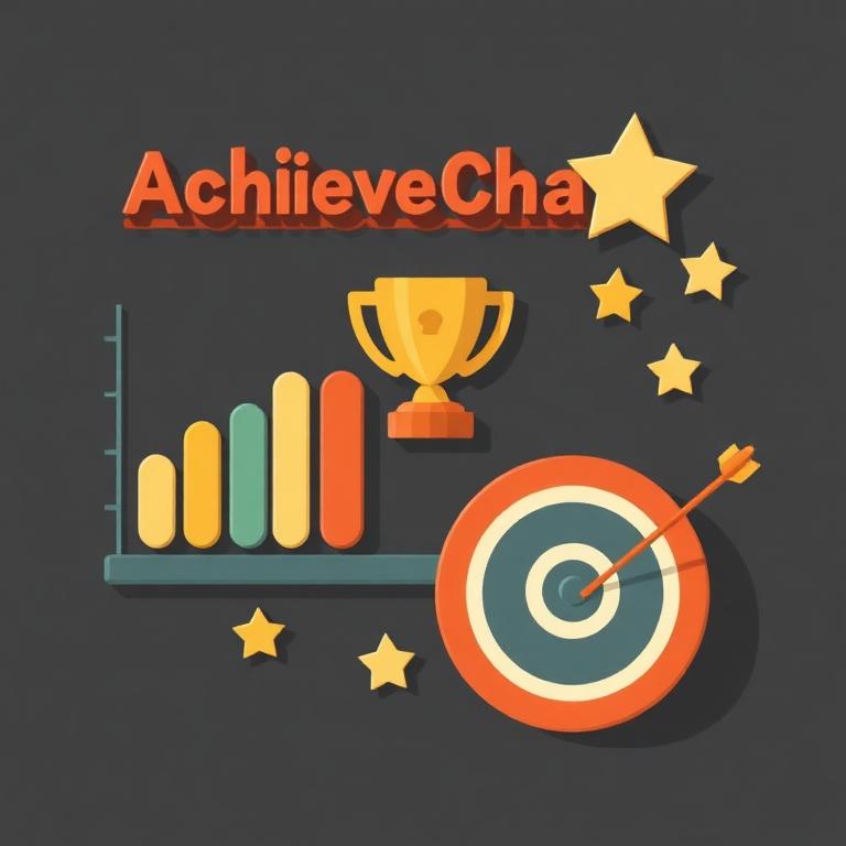 Trophy, target and progress bars representing kids hitting achievement goals